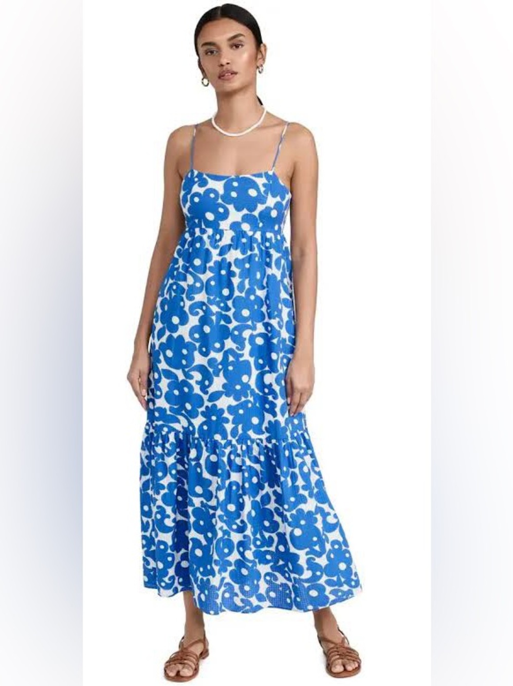 XiRENA Blue and White Floral Midi Dress